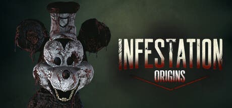 آثار هنری Infestation: Origins که نمای نزدیک از یک شرور شبیه میکی ماوس را نشان می دهد که نام جدید بازی را در یک طرف نشان می دهد.
