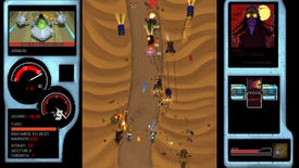 A top down view of a race in a desert in Highway Rampage