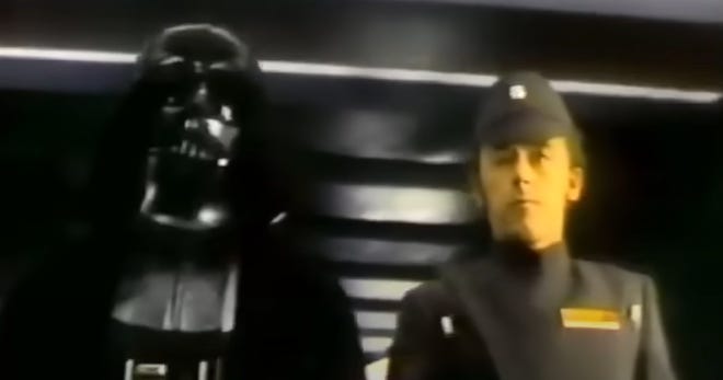 Still image from holiday special featuring Darth Vader