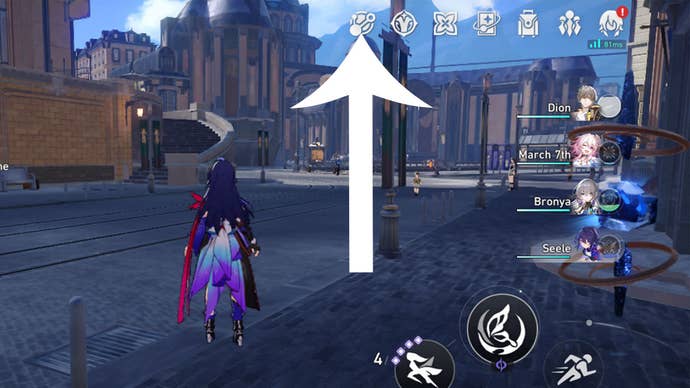 Image taken in-game from Honkai Star Rail showing how to access the Travel Log menu.