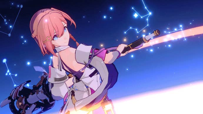 In-game shot of Honkai Star Rail character Asta during a battle.