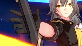 The Trailblazer reaches towards the handle of a new weapon in Honkai: Star Rail.