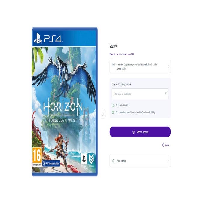 PS4/PS5 Code Card For Horizon Forbidden West Brand New