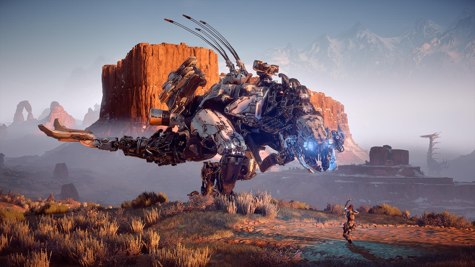 Horizon: Zero Dawn gameplay footage shoots down a robot dinosaur