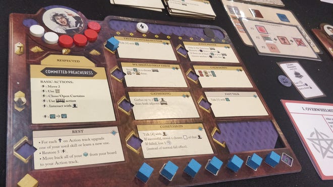 An image of a character sheet from Horror on the Orient Express: The Board Game.