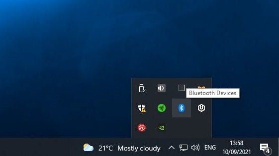 A screenshot of the Windows taskbar, showing the start of the process for connecting a new Bluetooth device.