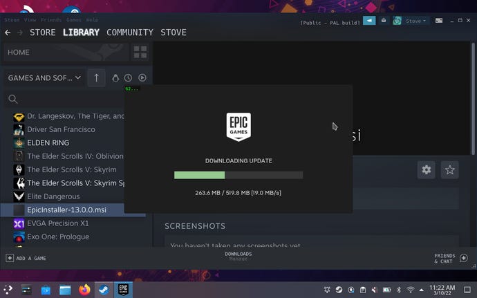 Step 12 of how to install the Epic Games Launcher on the Steam Deck: Launch the installer in Steam to open the launcher fully.