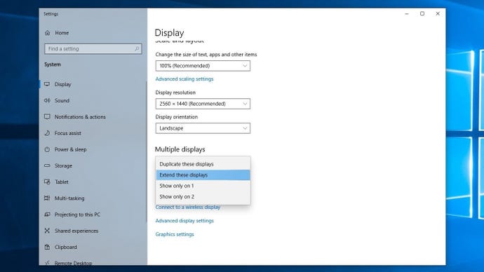 A screenshot of the Display settings menu in Windows 10.