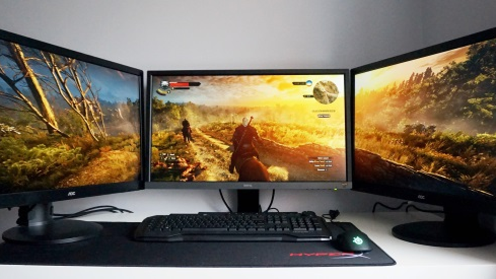 Triple Monitor Desk Setup Desk Setup, Gaming Room Setup,, 45% OFF