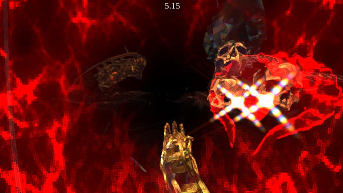 Pursued by the reflections of skulls in a Hyper Demon screenshot.
