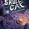 Cover of Skull Cat, featuring cat wearing overalls looking up at a castle