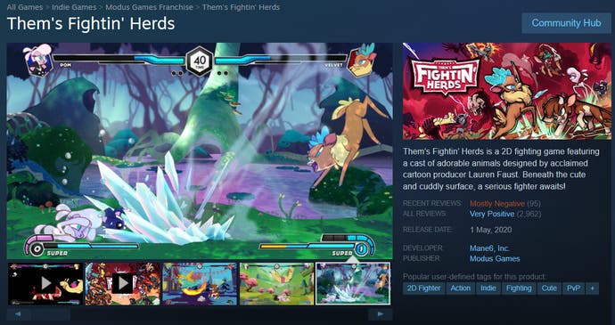 اسکرین شات از صفحه Steam Them's Fightin' Herds