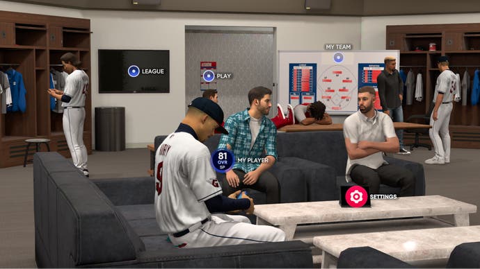 Players hang out indoors in this shot from MLB: The Show
