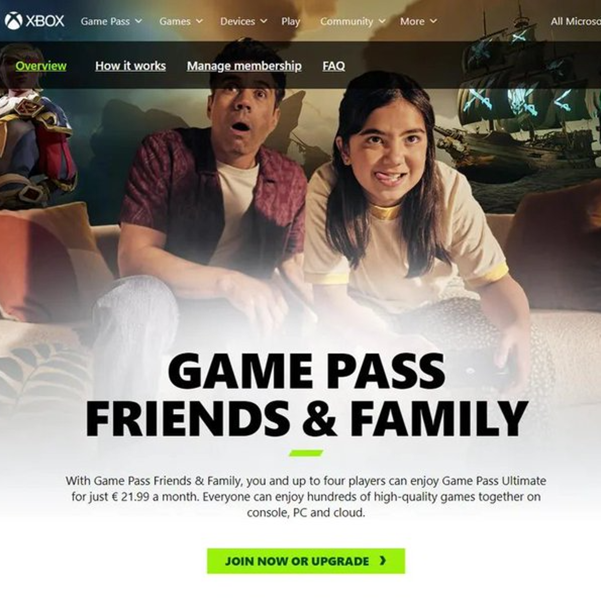 danés Oh querido crucero Microsoft anuncia oficialmente el plan familiar de Xbox Game Pass |  Eurogamer.es