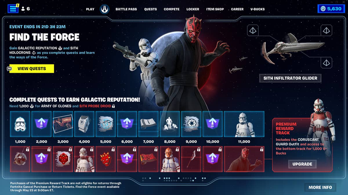 Fortnite Star Wars event includes free Clone Trooper skin
