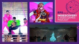 The banner for Indiescovery episode 10 featuring Paradise Killer, Kentucky Route Zero, and K??rij?'s 2023 Eurovision performance