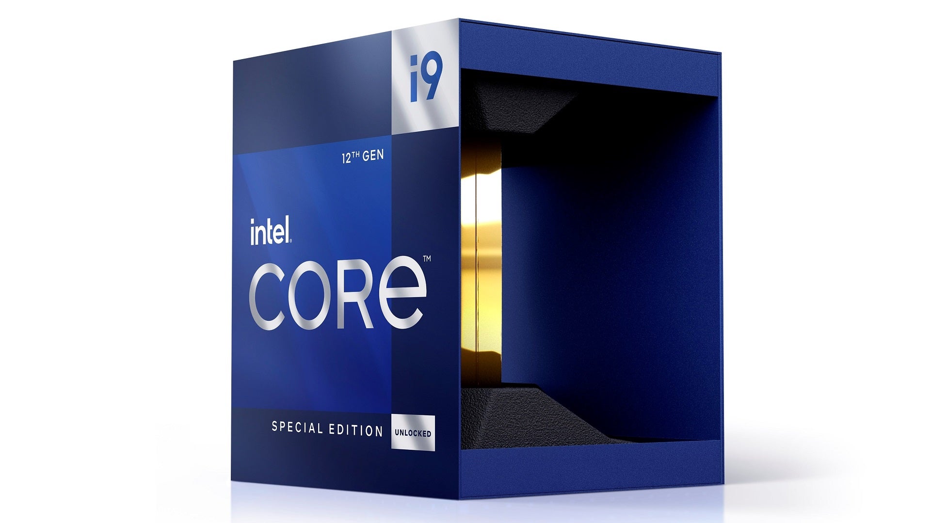 The Intel Core i9-12900KS packaging against a white background.