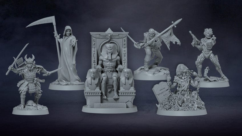 Miniatures of Iron Maiden's Eddie produced by CMON for several of their board games.