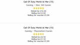 It didn't take long for CEX to hike the price of Call of Duty: World at War on Xbox 360