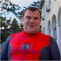 Jack Black as Spider-Man seen in his newest YouTube video.