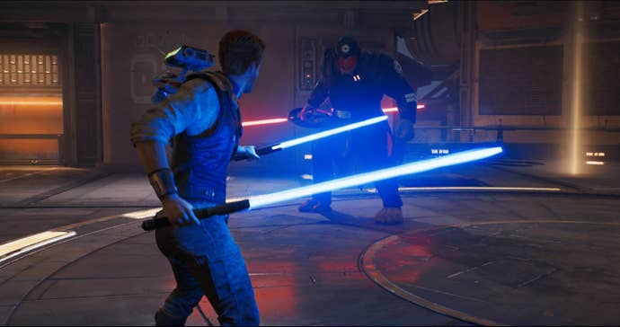 Dual lightsaber stance in The Ninth Sister fight.