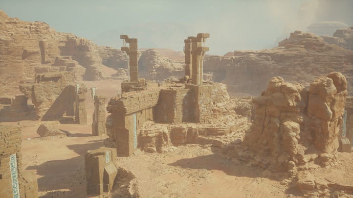 A view of the Wayfinder's Tomb on Jedha in Jedi: Survivor.