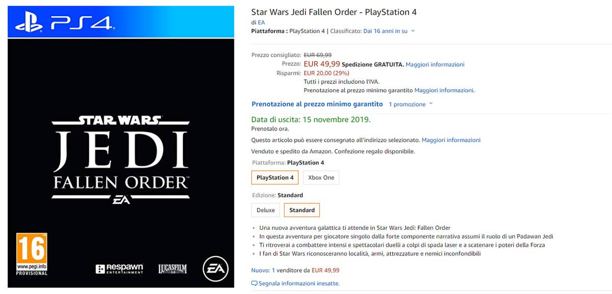 Discount code for jedi fallen order best sale ps4