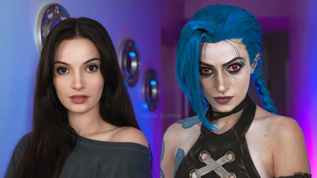 Alyson Tabbitha cosplaying as Jinx from Arcane