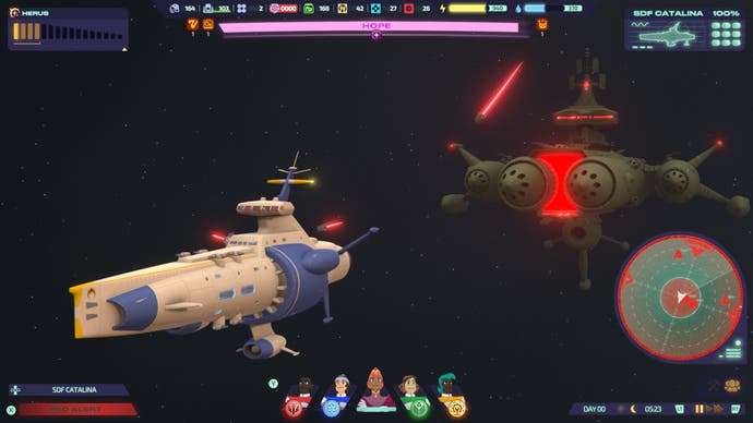 Jumplight Odyssey'de savaşa giren iki uzay gemisi
