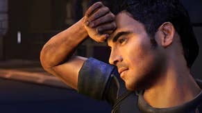 The character Kaidan from Mass Effect, in an in-game cutscene moment, wiping his brow with the back of his hand.