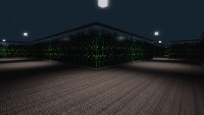haunted games in roblox An empty corn maze at night, as imagined in Roblox.
