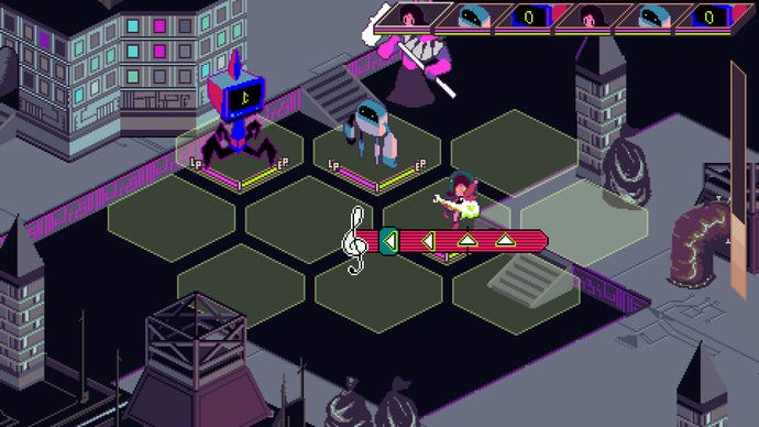 A rhythmic, turn-based battle taking place in Keylocker