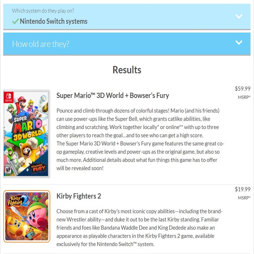 Nintendo lists Switch Fighters 2 for Kirby unannounced