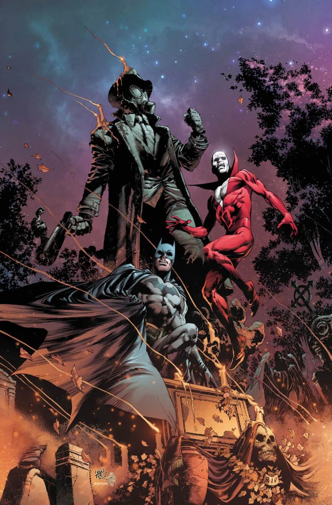 Batman, Deadman, and Sandman in the dream world