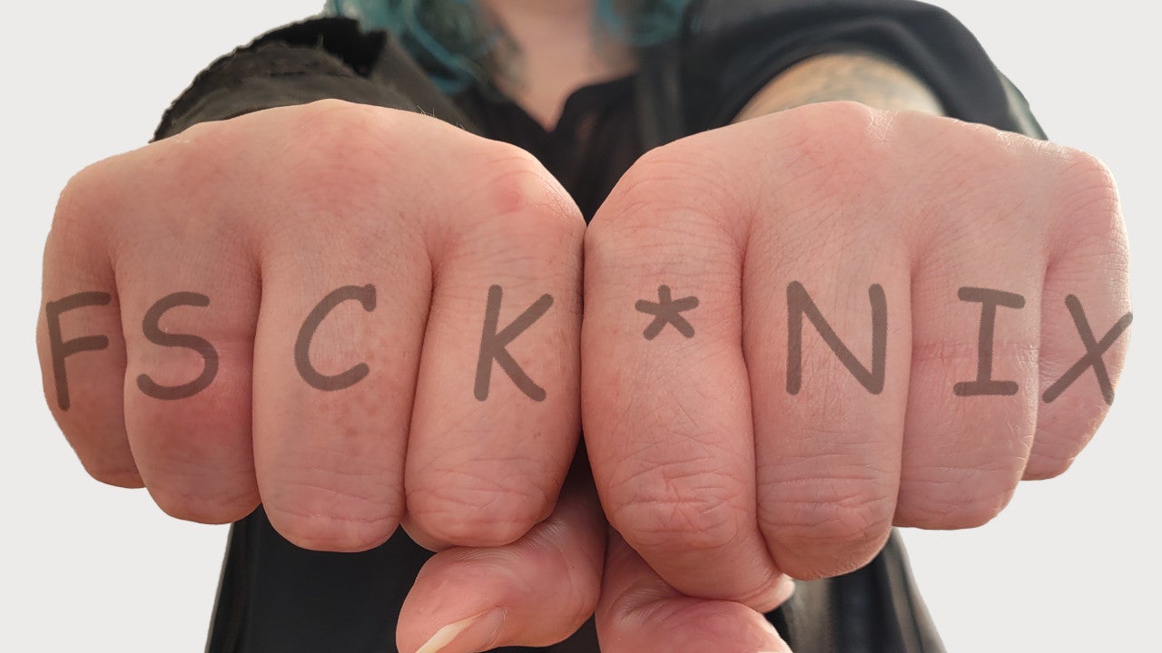 Pow Right in the kisser knuckle tattoo tough chick   Flickr