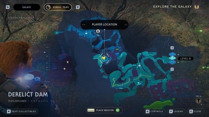 Part of the Koboh map in Jedi: Survivor.
