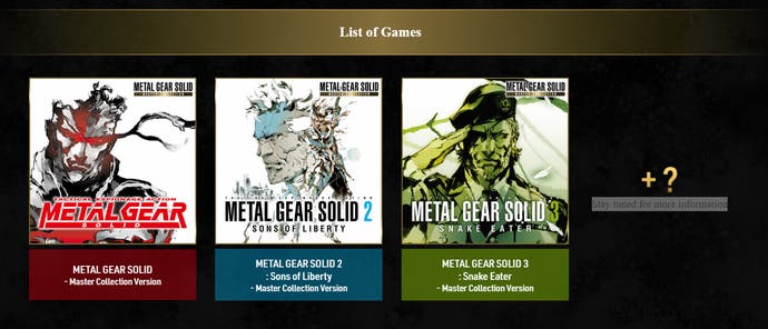 Sitio web de Konami Metal Gear Solid Collection