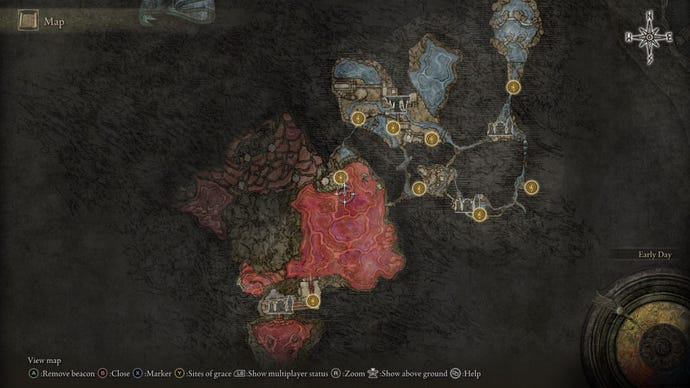 The location of the Lake of Rot map fragment in Elden Ring