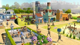 A bustling town square in a Legacy screenshot.