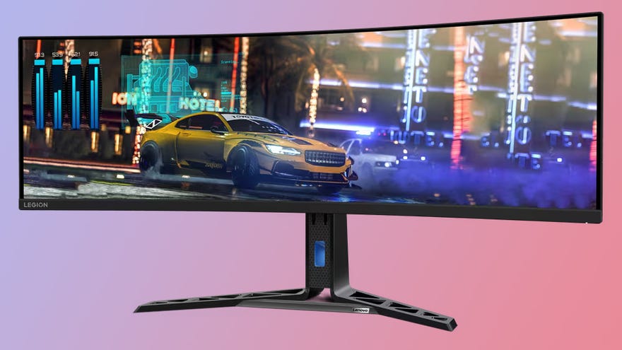 lenovo legion r45w-30 gaming monitor on a gradient background