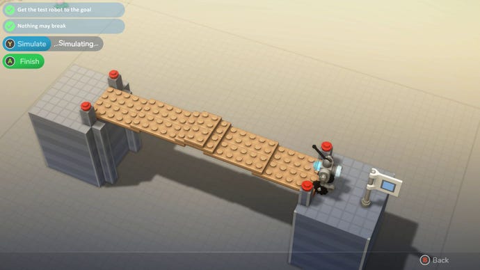 A bodged-together bridge in Lego Bricktales
