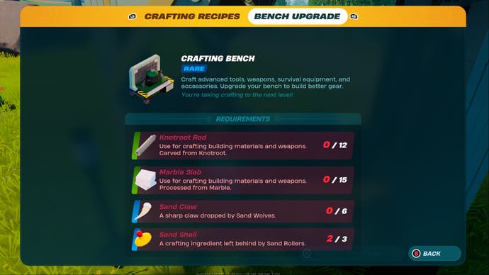 lego fortnite upgrade craft bench level screen rare