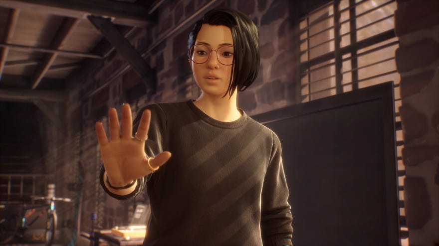 A screenshot of Life Is Strange: True Colors showing protagonist Alex Chen, a young woman with the supernatural ability to "experience, absorb and manipulate the strong emotions of others."
