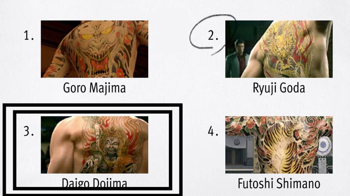Wie ein unendlicher Drachenreichtum wurde das Back -Tattoo für Daigo Dojima unter vier anderen umkreist