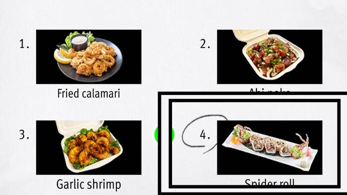 Wie bei einem unendlichen Reichtum von Drachen wurde in der unteren rechten Ecke ein Bild der Spinnenrollen -Sushi -Schale hervorgehoben