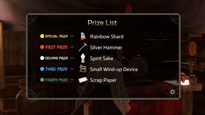 Like a Dragon Ishin, the Prize Wheel rewards