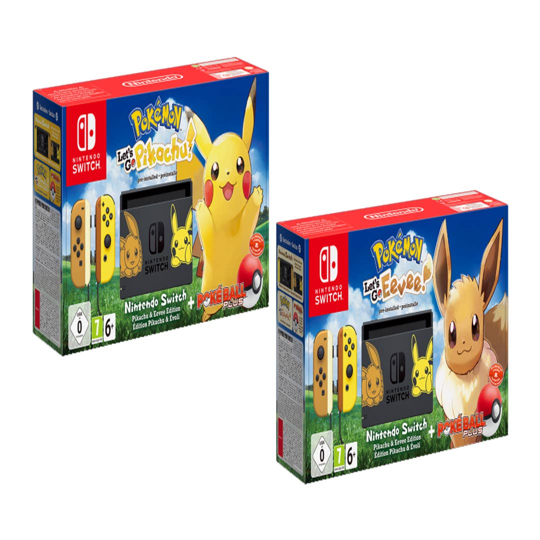  Nintendo Switch Console Bundle- Pikachu & Eevee Edition with  Pokemon: Let's Go, Pikachu! + Poke Ball Plus : Video Games
