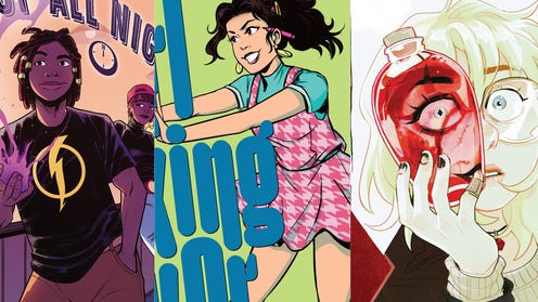 Static: Up All Night, Girl Taking Over: A Lois Lane Story, and The Strange Case of Harleen and Harley covers