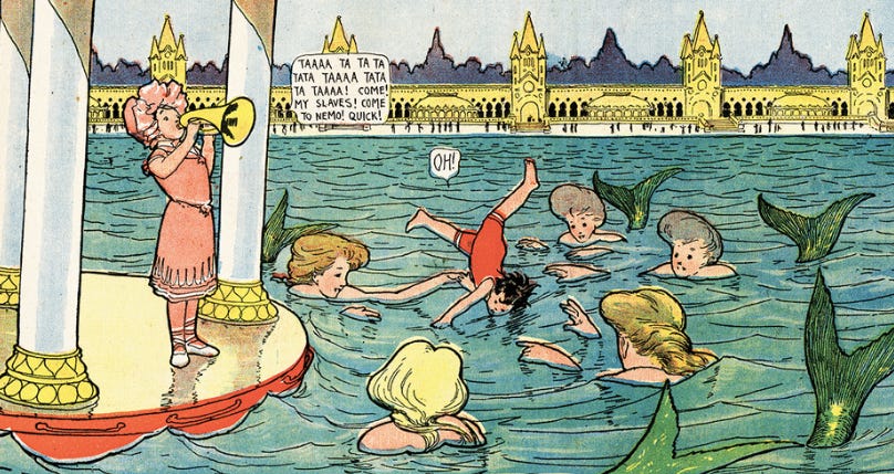 Cropped Little Nemo comics panel featuring mermaids