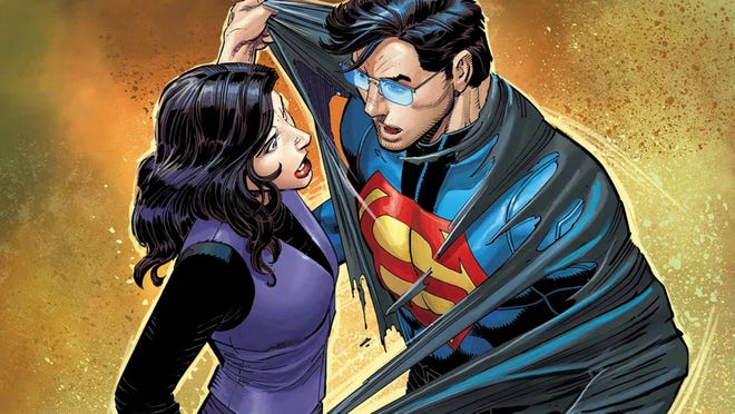 Lois Lane rips open Clark Kent's shirt